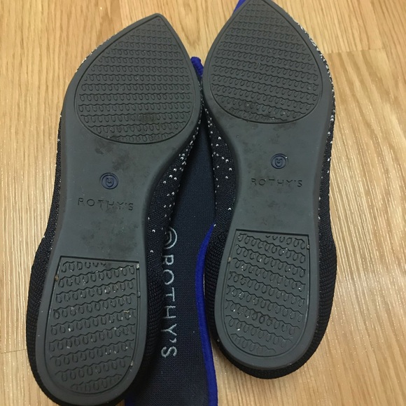 Rothy's black point toes w/ white, metallic specks - Picture 4 of 5